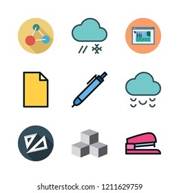 transparent icon set. vector set about office material, molecules, cloud and image icons set.