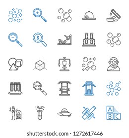 transparent icons set. Collection of transparent with cubes, hubble space telescope, pamela, test tube, terracotta, bubbles, gym station. Editable and scalable transparent icons.