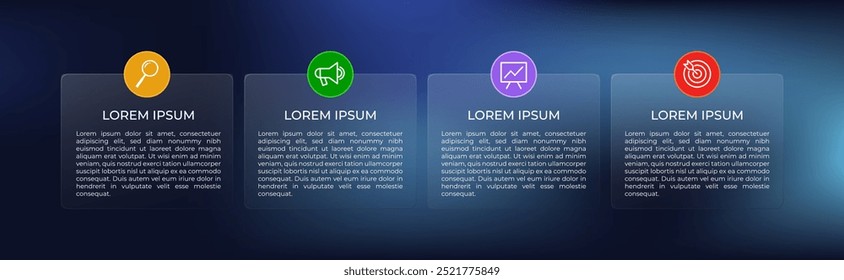 Infografía transparente con cuatro opciones