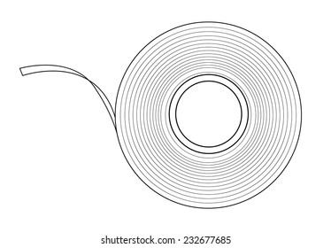 Transparent insulation scotch tape. Contour lines illustration isolated on white background