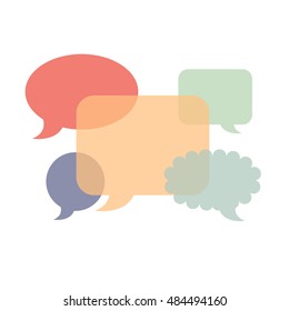 Transparent intersecting speech bubbles. Vector design element.