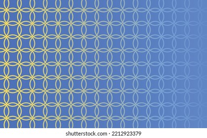 Anillos de color amarillo entrelazados transparentes dentro del fondo del patrón vectorial azul. Adecuado para plantilla de diseño e identidad de marca.