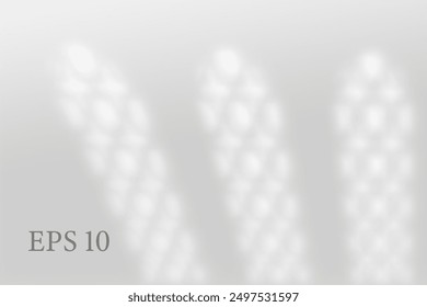 Transparent islamic window shadow. Abstract Arabesque shadow background with traditional ornament Ramadan muslim design. Light effect overlay. Mesh grid. Photo realistic vector illustration.