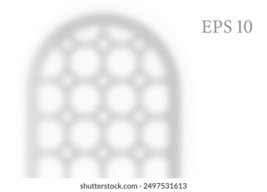 Transparent islamic window shadow. Abstract Arabesque shadow background with traditional ornament Ramadan muslim design. Light effect overlay. Mesh grid. Photo realistic vector illustration.