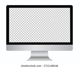 Transparent isolated or blank computer screen. Silver metal with an lcd display