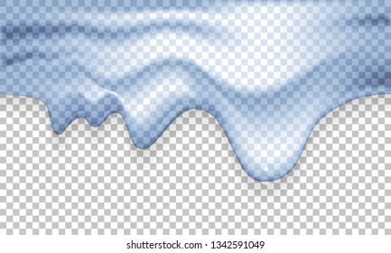 Transparent isolated blue water spills and wave. Vector illustration.