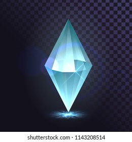 Transparent isolated crystal, diamond