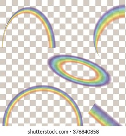 transparent isolated rainbow of different forms