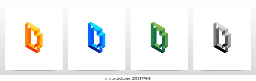 Transparent Isometric Hollow Frame Letter Logo Design D