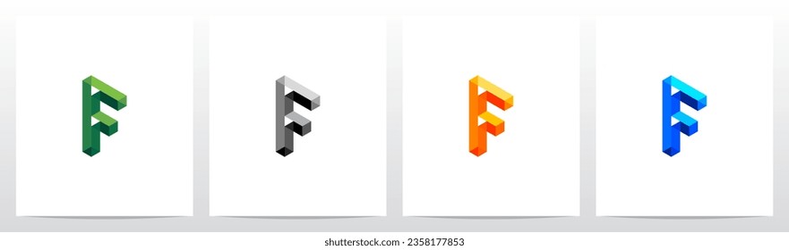 Transparent Isometric Hollow Frame Letter Logo Design F