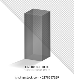 Transparent Isometric Rectangular Box For Product Presentation (cosmetic, Medicals, Etc.) Black Empty Glass Container Mockup. 3D Realistic Packaging, Shipping Case, Cube. Vector Illustration EPS 10