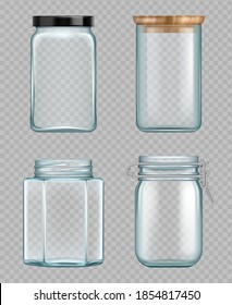 Glass Jars, frames and cute seamless backgrounds. Stock Vector by
