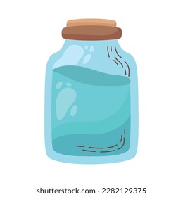 transparent jar with water over white