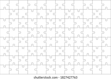 Transparent jigsaw puzzle of 96 pieces. Vector illustration.