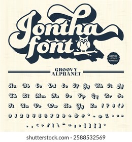 Transparent Jontha groovy retro bold Font alphabet vector file