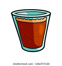 Transparent kitchen glass with hot coffee for morning breakfast