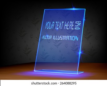 Transparent label, Light label with glass and acrylic design on dark background