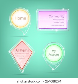 Transparent label, Web element with glass and acrylic design