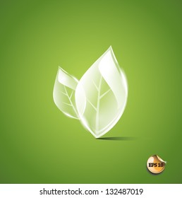 Transparent leaves on green background, EPS 10