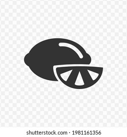 Transparent lemon icon png, vector illustration of lemon in dark color and transparent background(png).