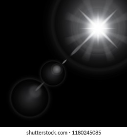 Transparent lens flares glow light effect. Star burst with sparkles.