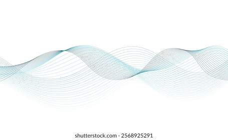 Transparent light blue waves. Abstract blue transparent flow lines.	