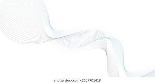 Transparent light blue waves. Abstract blue transparent flow lines.