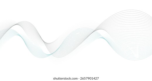Transparent light blue waves. Abstract blue transparent flow lines. 
