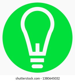 Transparent light bulb icon on green background. Vector icon