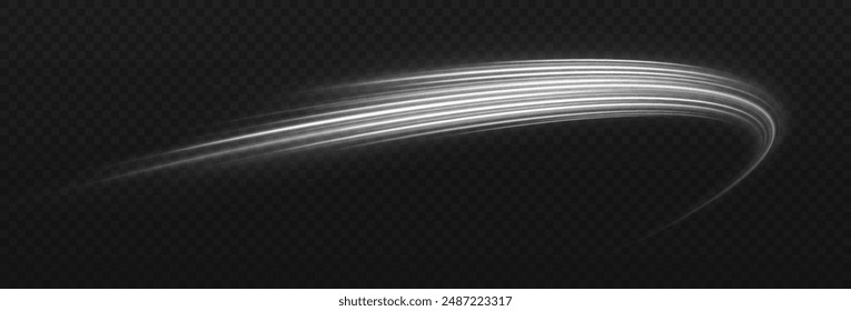 Transparenter Lichteffekt mit Kurvenverlauf und Funkeln. Abstrakter Effekt der Lichtgeschwindigkeit. Neon verschwommene Lichtlinie Spureneffekt.