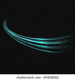 transparent light effect with curve trail and neon sparkles	