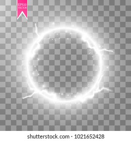Transparent light effect of electric ball lightning. Magic plasma ball.Vector illustration. EPS 10.