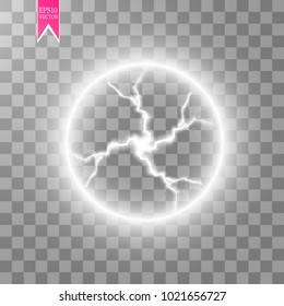 Transparent light effect of electric ball lightning. Magic plasma ball.Vector illustration. EPS 10.
