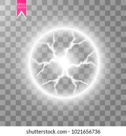 Transparent light effect of electric ball lightning. Magic plasma ball.Vector illustration. EPS 10.
