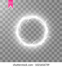 Transparent light effect of electric ball lightning. Magic plasma ball.Vector illustration. EPS 10.
