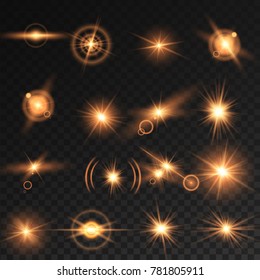 Transparent light effect, Lens flares with streaking distortion Shining Collection. Vector illustration