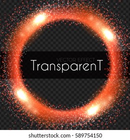 Transparent Light Effect. Shining Glitter Circle Banner. Vector illustration