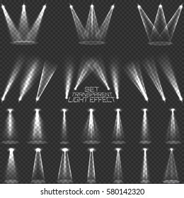 Transparent light effects. Scene illumination big collection. Vector illustration