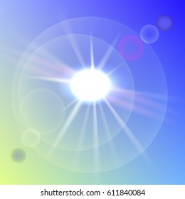 Transparent light series. Glare template with sun-rays.