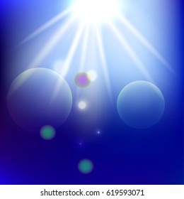Transparent light series. Glare template with sunrays.
