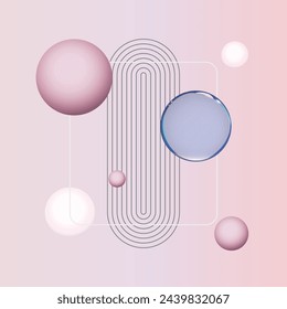 Transparent liquid 3D shapes background. Poster with bubbles and geometric linear forms. Vector illustration. - Powered by Shutterstock - Get 15% off with code: PIKWIZARD15