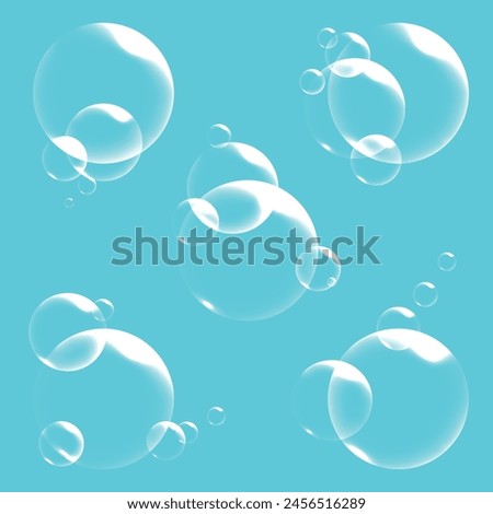 Transparent liquid shapes with light refraction with rainbow gradient imitating soap bubbles