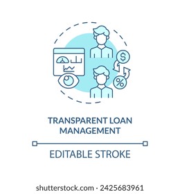 Transparent loan management soft blue concept icon. Loan options, interest rates, and fees. P2P lending. Round shape line illustration. Abstract idea. Graphic design. Easy to use in marketing