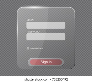 Transparent Login Web Form. Glossy login form