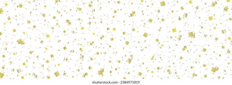 Transparent Long horizontal square banner background with gold leaf confetti