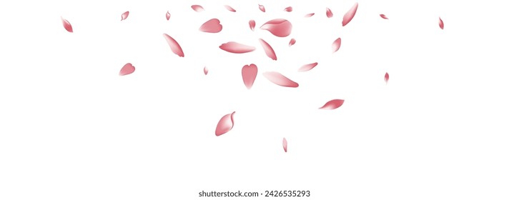 Transparent Lotus Petal Vector White Background. Color March Rose Petal Template. Peach Petal Wallpaper Card. Flying Flower Petal Backdrop.