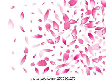 Transparent Lotus Petal Vector White Background. Color Blossom Peach Petal Design. Apple Petal Wallpaper Poster. Delicate Rose Petal Illustration.