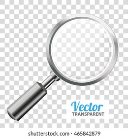 Transparent loupe on the checked background. Eps 10 vector file.