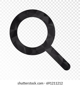 Transparent - Low poly Magnifying Glass icon. Vector illustration eps 10.