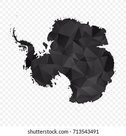 Transparent - Map of Antarctica. Black Geometric Rumpled Triangular , Polygonal Design For Your . Vector illustration eps 10.